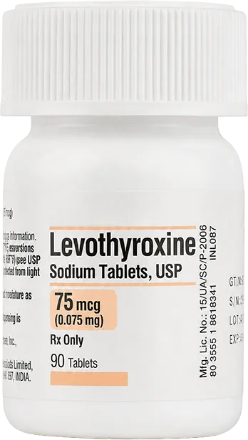 Bottle of prescription levothyroxine sodium tablets