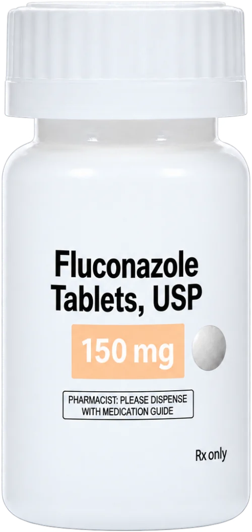 Bottle of fluconazole 150 mg tablets